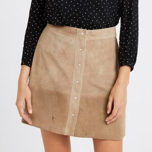 Bernardo skirt suede leather ombre tan button front above knee SZ 4-Flawed
